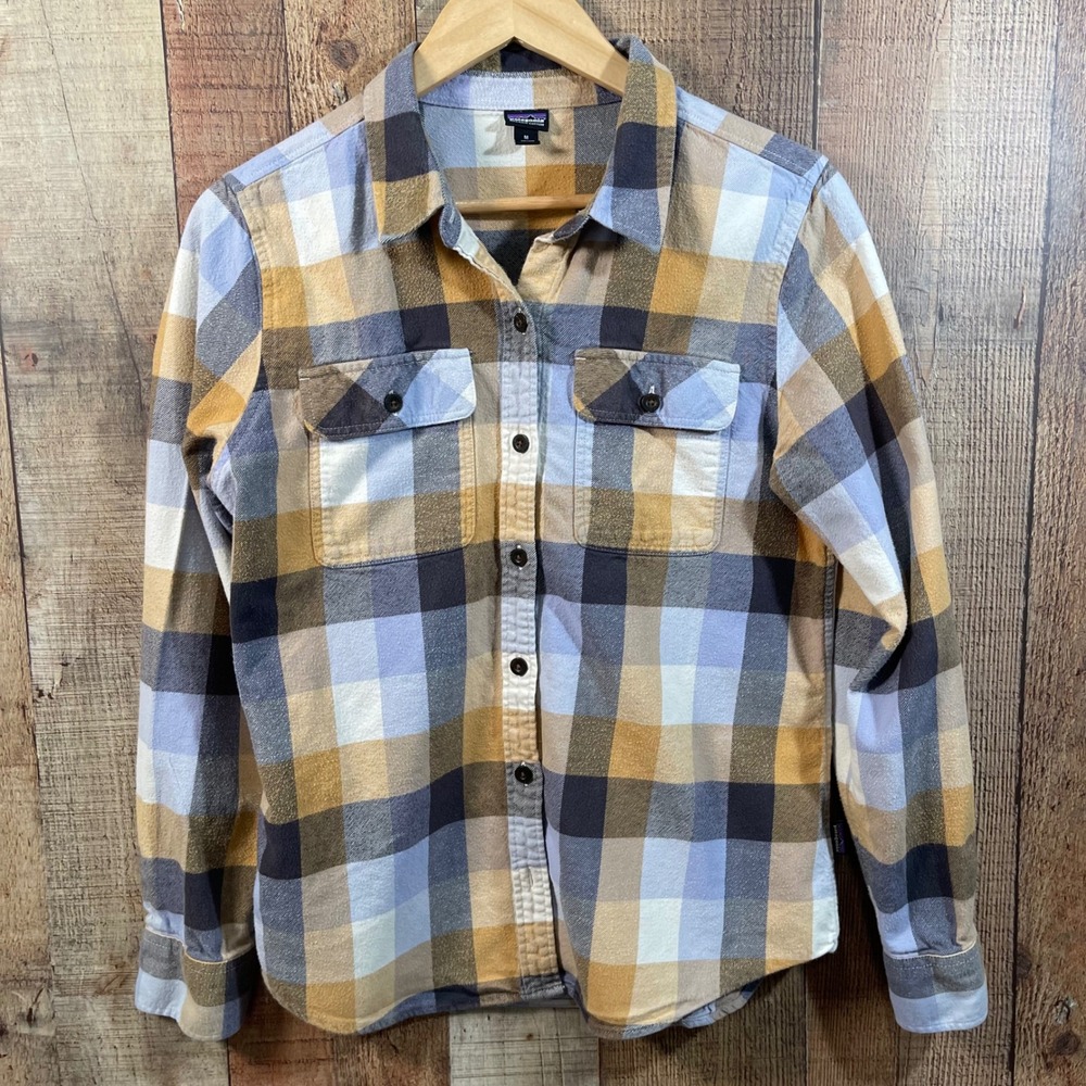 Patagonia Fjord Flannel Shirt Medium Midweight Organic Cotton Plaid Button Down